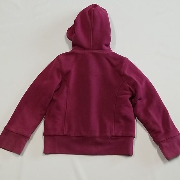 LL Bean Hoodie Girls Toddler 36 month 3T Sherpa Lined Zip Up Burgundy Pockets - Picture 2 of 8